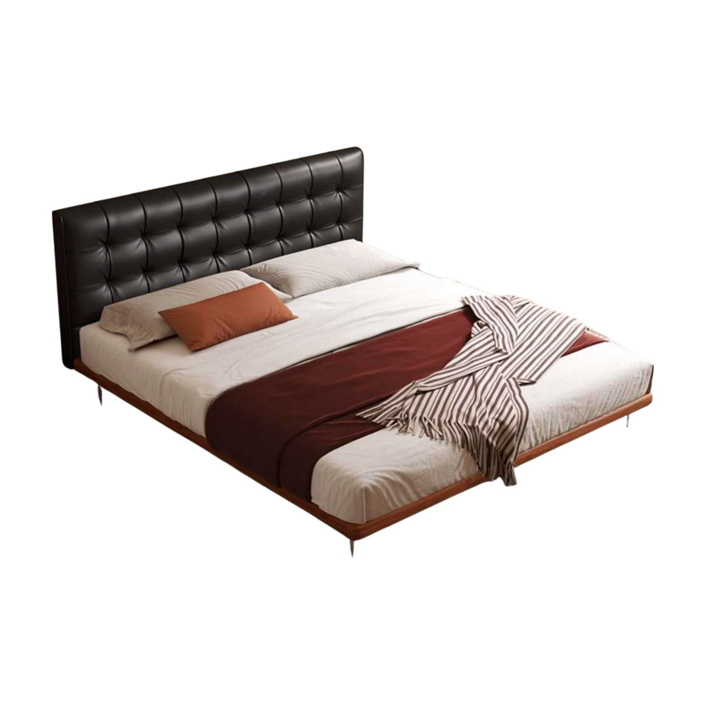 Mid-Century Modern High Quality Luxury Bedroom Furniture leather Bed 1800*2000m SX1920